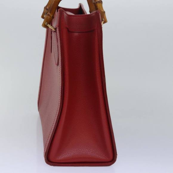GUCCI Bamboo Hand Bag Leather Red 002 1186 0260 Auth ep4665 - Picture 4 of 16